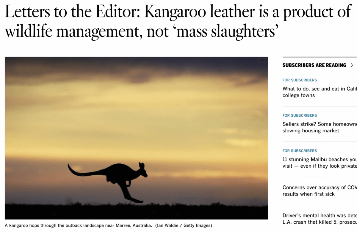 letters to the editor kangaroo extinction